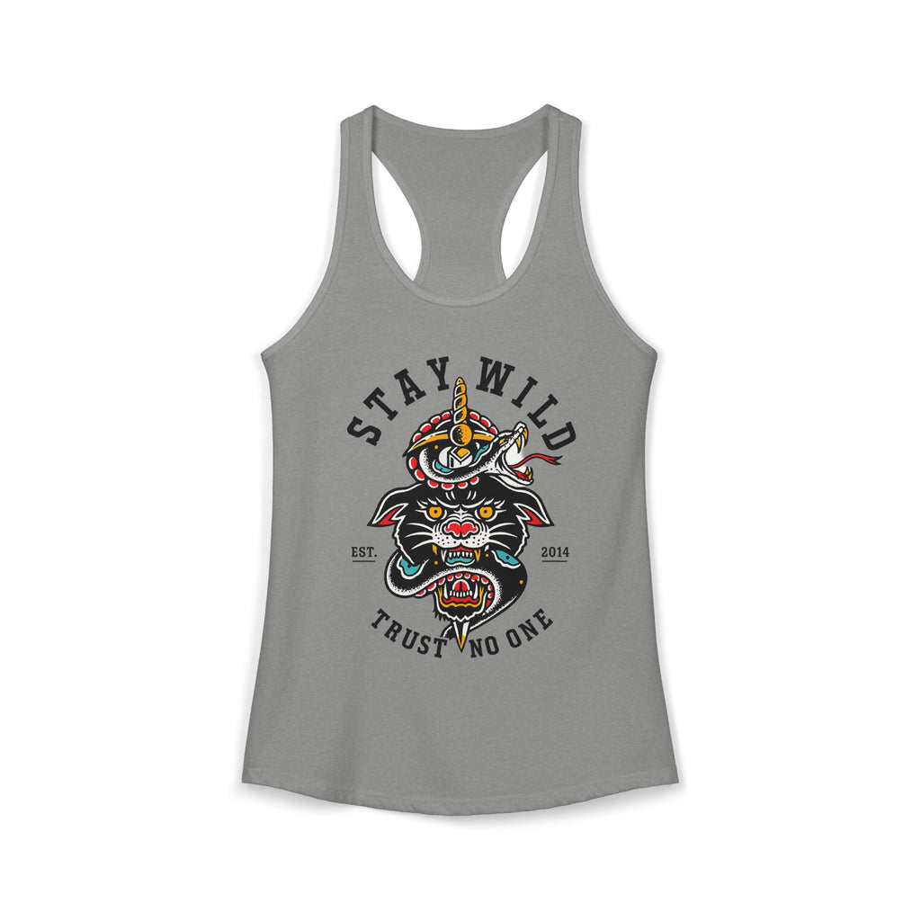 Stay Wild Trust No One Tank Top Women Racerback Tattoo Style Shirt Alternative Streetwear Snake Panther Graphic Tank Edgy Summer Top