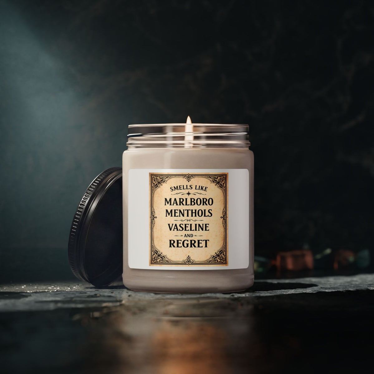 Funny Soy Candle | Smells Like Marlboro Menthols Vaseline and Regret | Adult Humor Gift | Gag Gift for Her Him | Sarcastic Candle 9oz