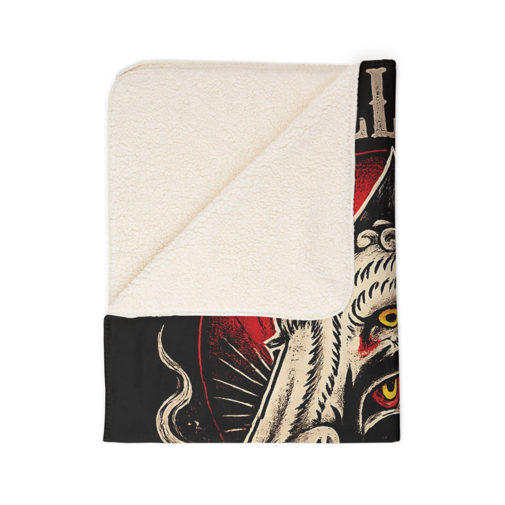 Not All Smiles Are Innocent Sherpa Blanket Gothic Wolf Throw Tattoo Style Blanket Dark Aesthetic Cozy Plush Blanket Alternative Home Decor