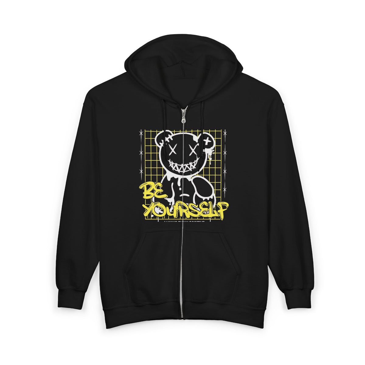 Be Yourself Zip-Up Hoodie | Urban Streetwear Graphic Hoodie