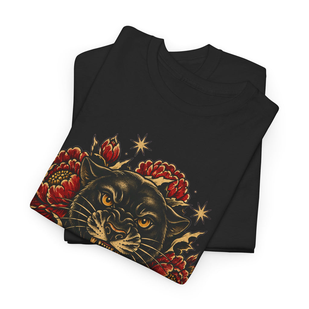 Roaring Panther with Roses T-Shirt | No Peace Without Pressure