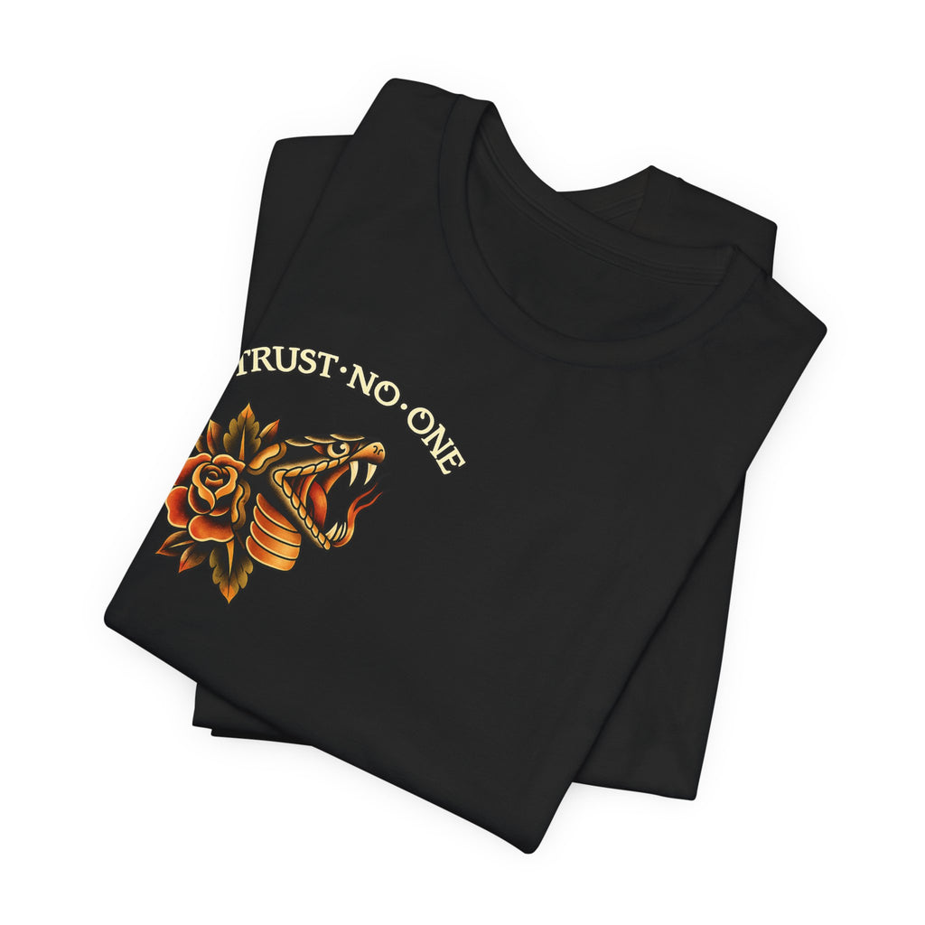 Trust No One Shirt Tattoo Style Graphic Tee Streetwear Snake Shirt Edgy Vintage Style Unisex Black T Shirt Alternative Fashion Gift