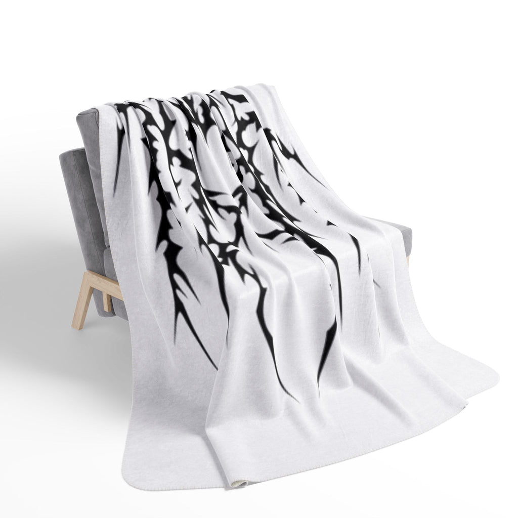 Gothic Thorn Sherpa Blanket | Sleep Token Band Black & White Abstract Fleece Throw