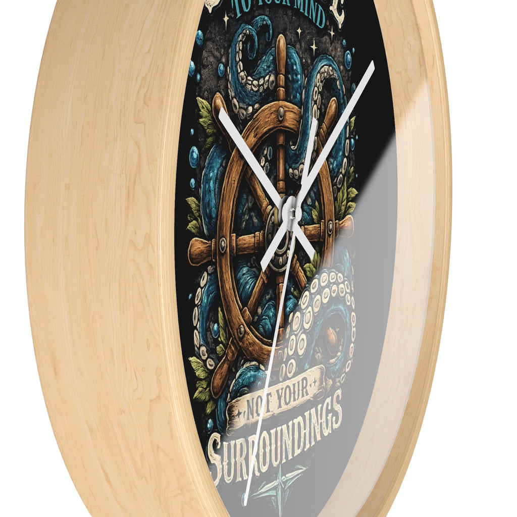 Nautical Octopus Wall Clock Coastal Gothic Decor Ocean Inspired Clock Stay True To Your Mind Alternative Wall Art