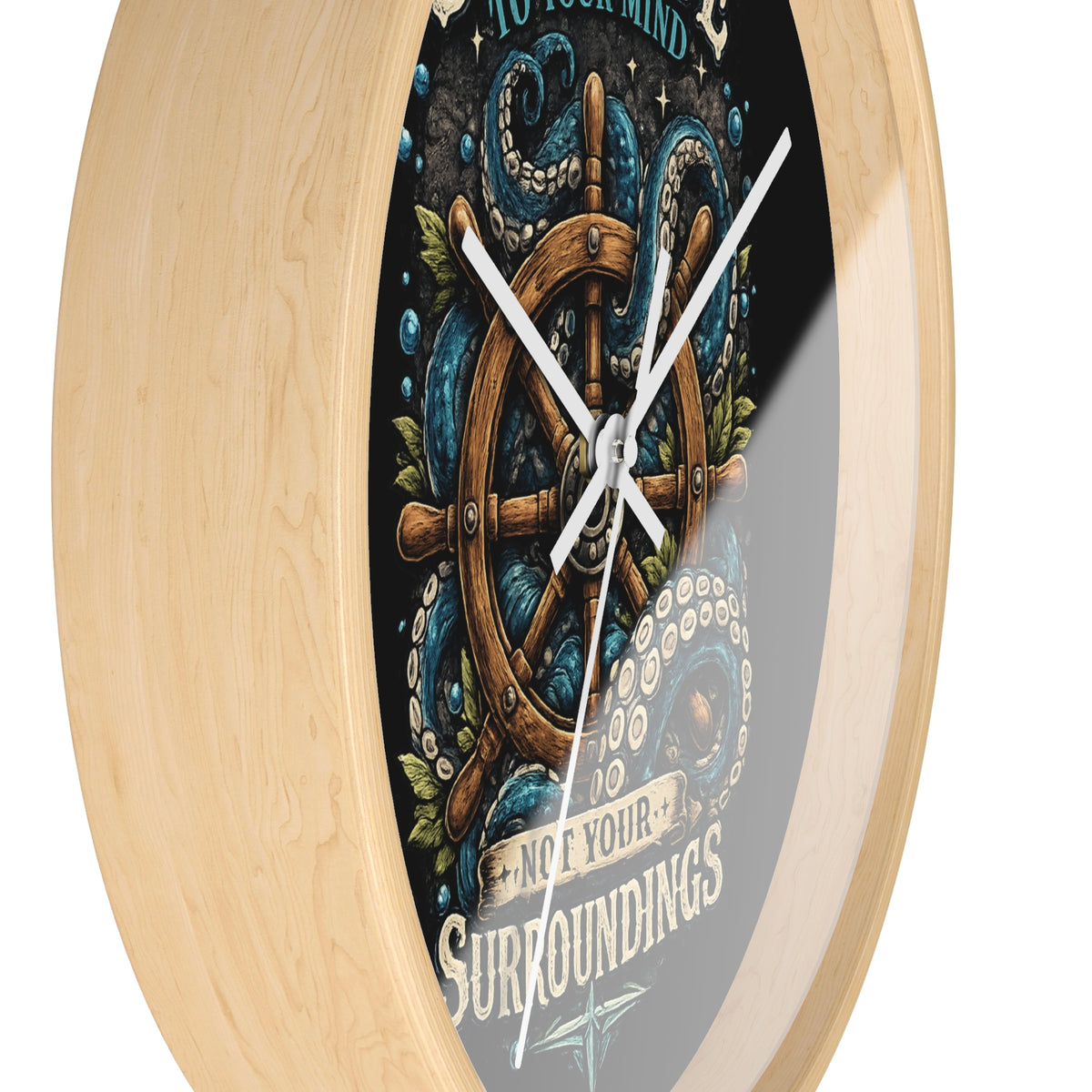Nautical Octopus Wall Clock Coastal Gothic Decor Ocean Inspired Clock Stay True To Your Mind Alternative Wall Art