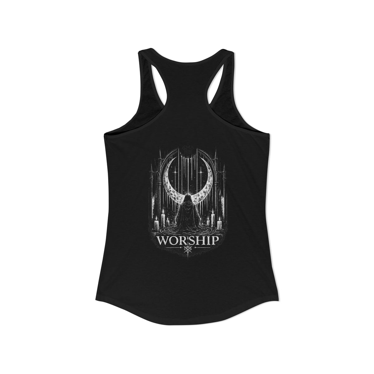 Worship Gothic Racerback Tank Top Dark Alternative Aesthetic Womens Tank Moon Graphic Goth Apparel Tattoo Style Streetwear Gift