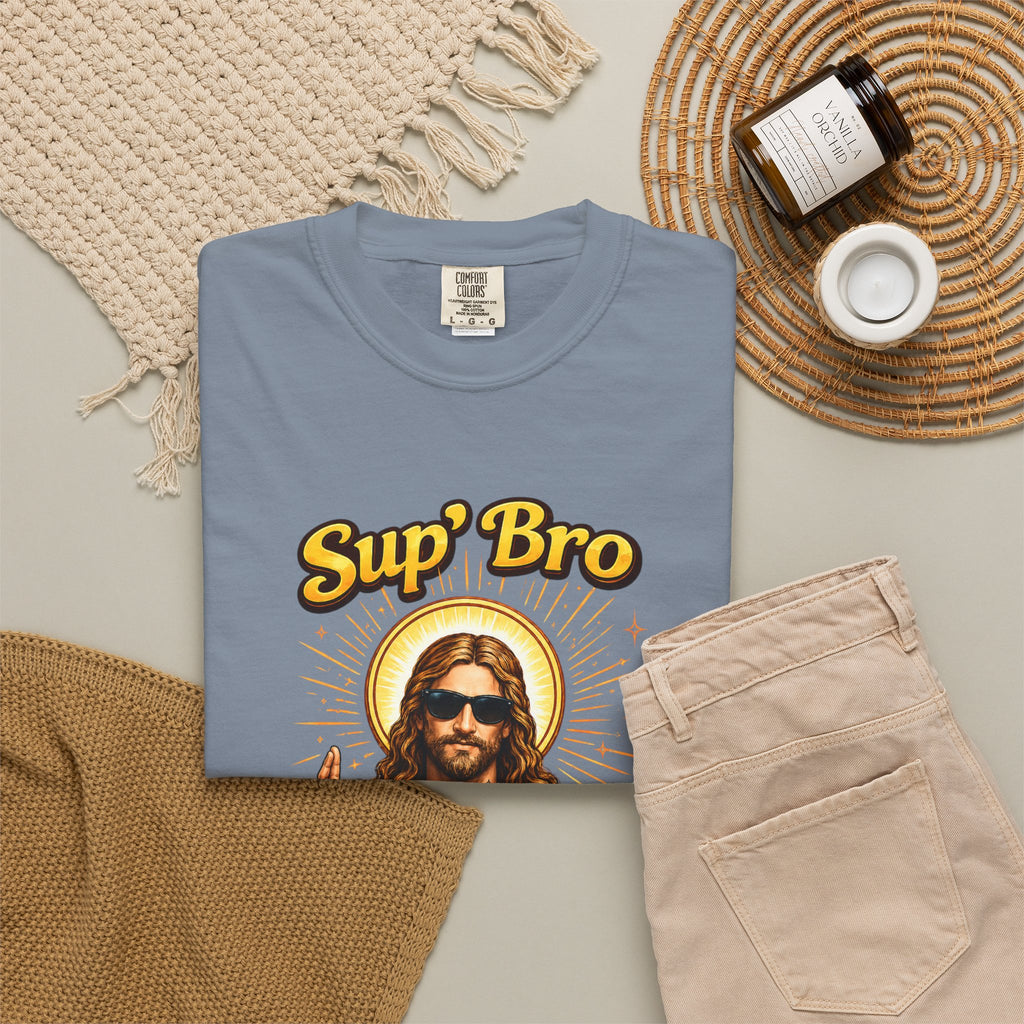 Sup Bro Tattoo Jesus Graphic Tee Funny Faith Tee Edgy Christian Graphic T Shirt Unisex Oversized Aesthetic Tee Viral TikTok Style