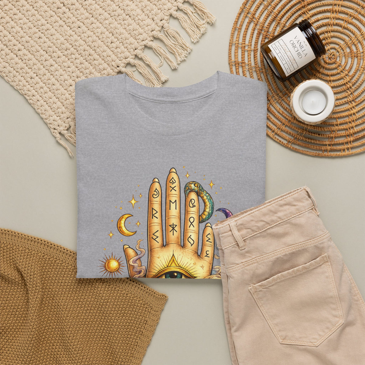 Mystical Hand Graphic Tee Boho Spiritual Shirt Celestial Eye T Shirt Witchy Aesthetic Unisex Graphic Tee Trendy Festival Clothing