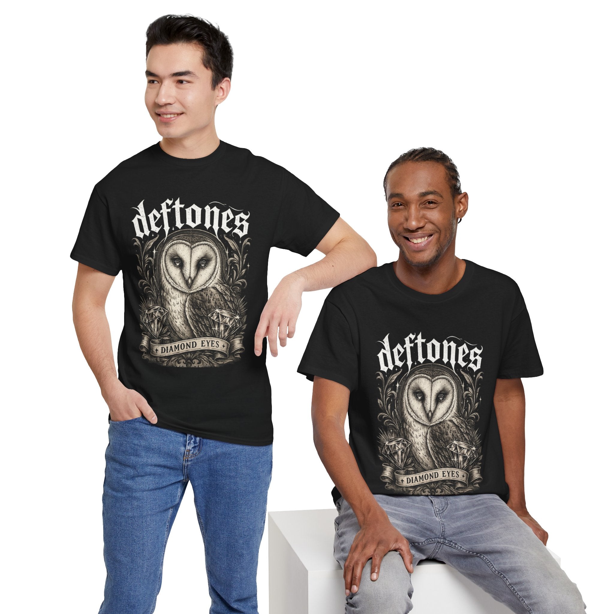Deftones Diamond Eyes Owl Shirt Vintage Tattoo Style Band Tee Gothic Barn Owl Graphic T Shirt Alternative Streetwear Unisex Tee