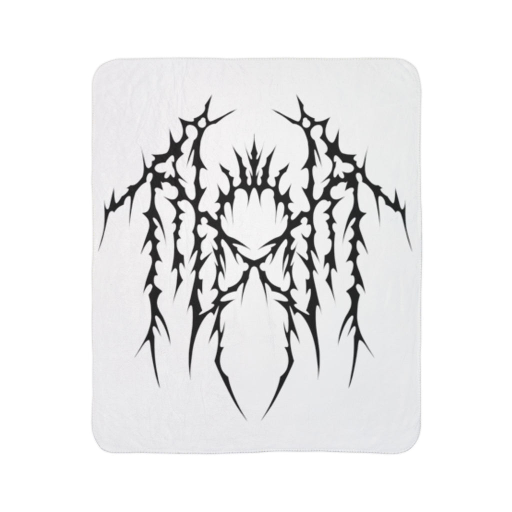 Gothic Thorn Sherpa Blanket | Sleep Token Band Black & White Abstract Fleece Throw