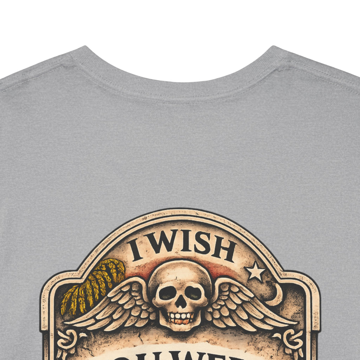 T-Shirt — “I Wish You Were Here” Tombstone Skull Vintage Graphic Tee