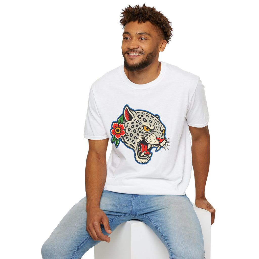 Snow Leopard Edition Shirt Tattoo Inspired Graphic Tee Leopard Streetwear Shirt Alternative Fashion Biker Tee Unisex Wild Cat Shirt