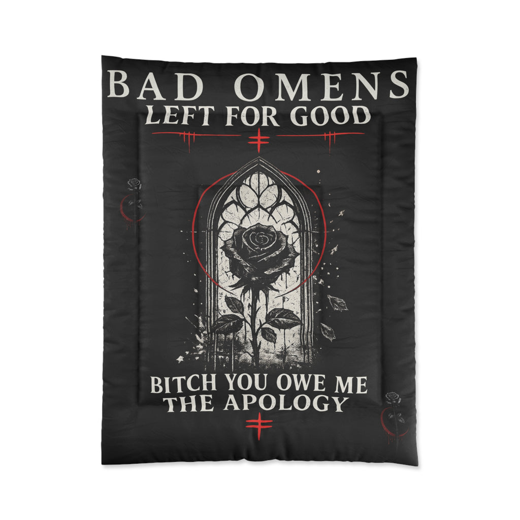 Bad Omens Comforter Left For Good Gothic Bedding Dark Aesthetic Bedroom Decor Alternative Comforter Set Black White Goth Room Decor Gift