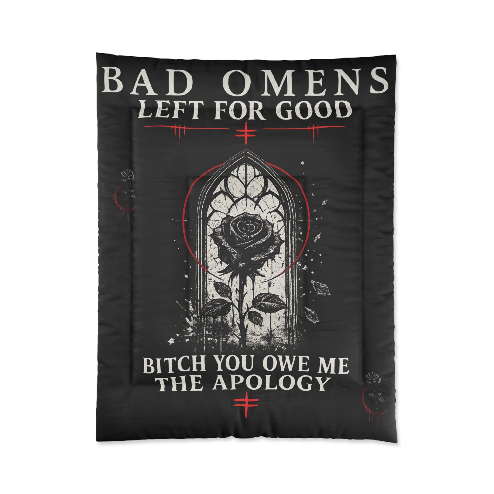 Bad Omens Comforter Left For Good Gothic Bedding Dark Aesthetic Bedroom Decor Alternative Comforter Set Black White Goth Room Decor Gift