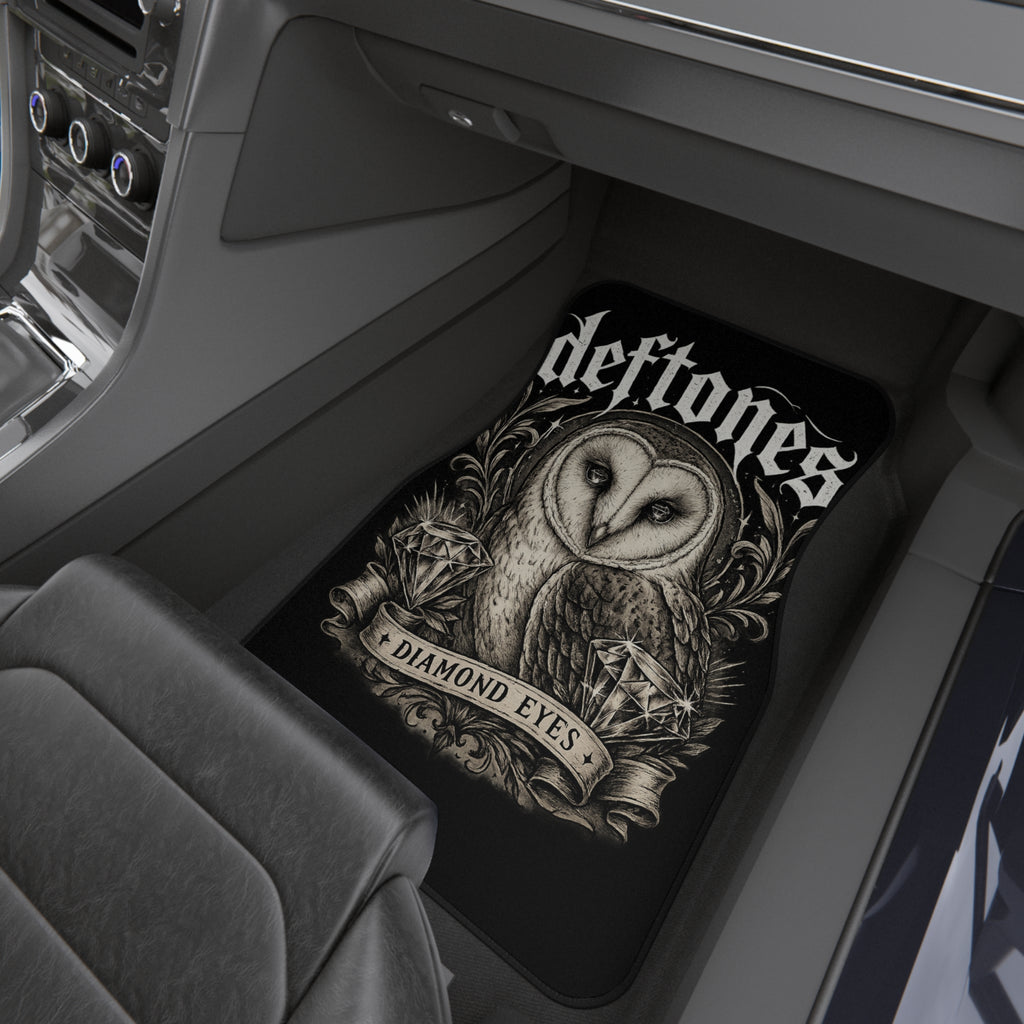 Deftones Inspired Diamond Eyes Car Floor Mats Gothic Owl Alternative Car Accessories Dark Aesthetic Vehicle Interior Decor
