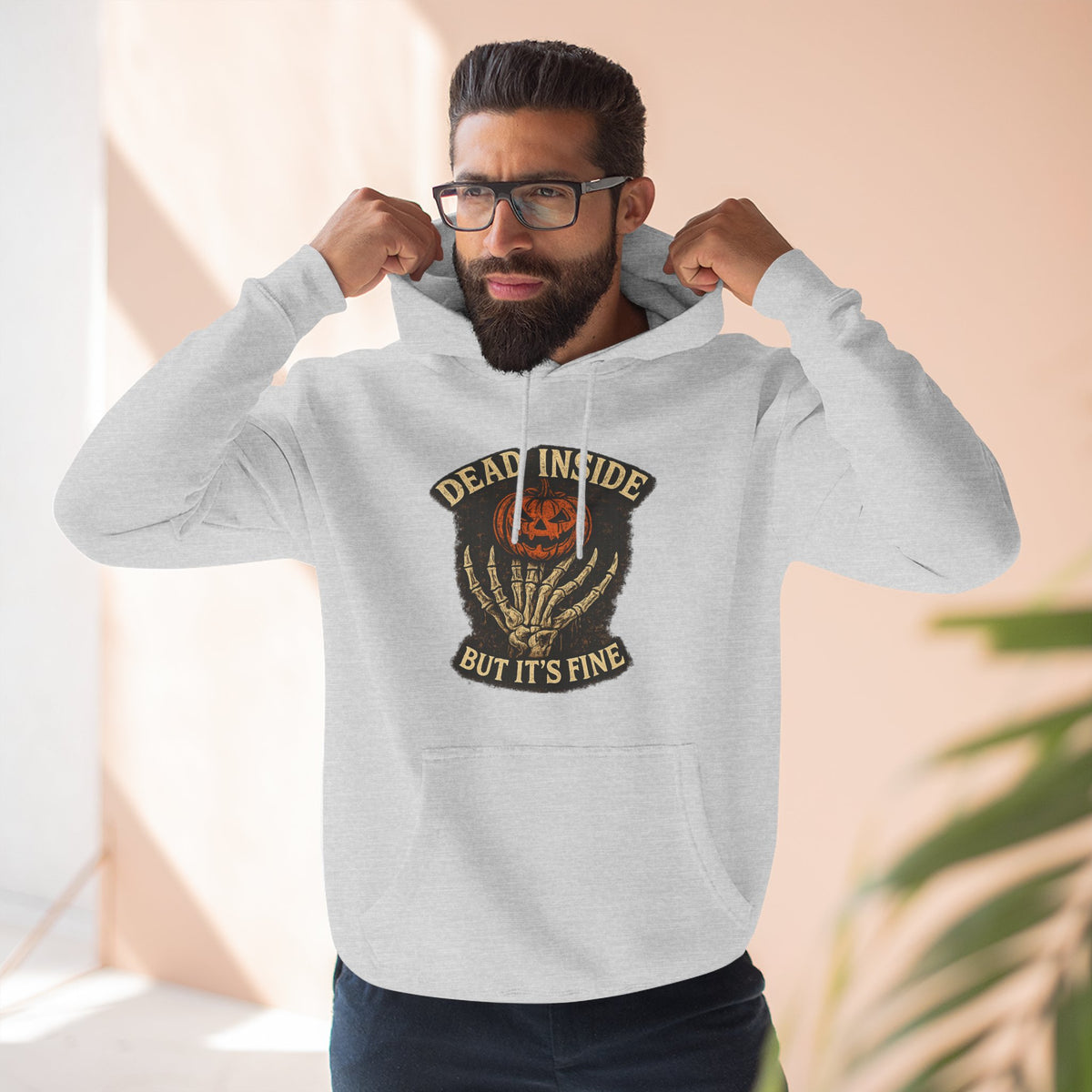 Hoodie — 'Dead Inside But It's Fine' Pumpkin Patch Goth Pullover