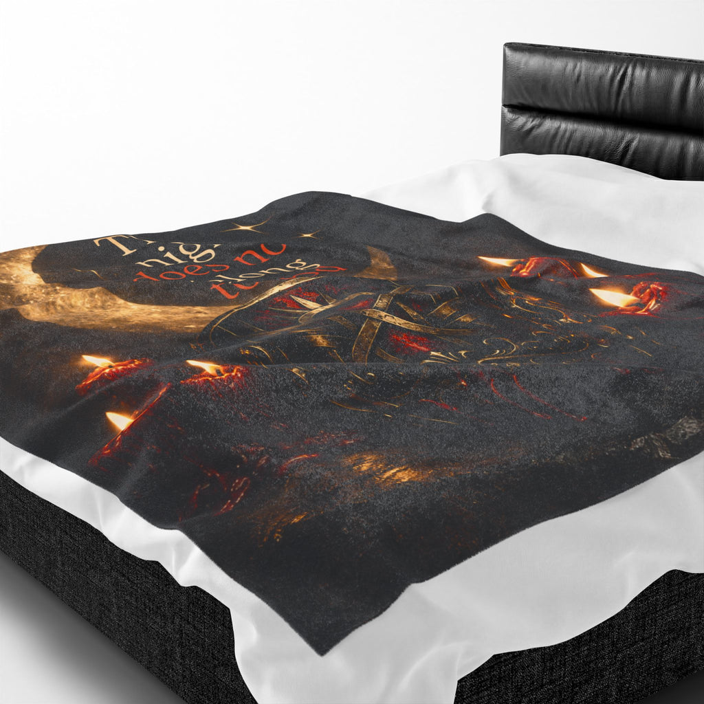 The Night Belongs to You Sleep Token inspired Velveteen Blanket | Crescent Moon, Gothic Mask, Candles