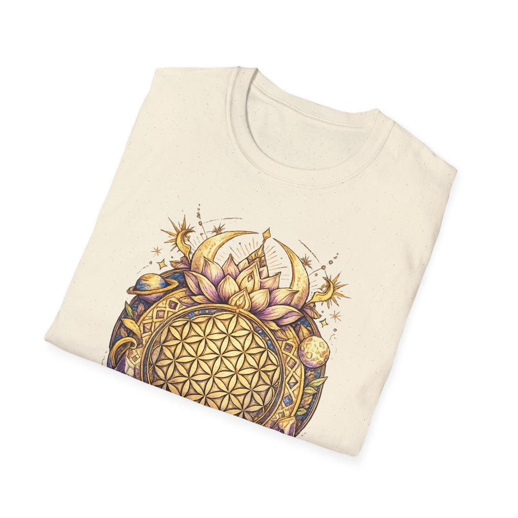 Flower of Life Shirt Sacred Geometry Tee Boho Spiritual T Shirt Celestial Lotus Graphic Tee Yoga Meditation Unisex Shirt