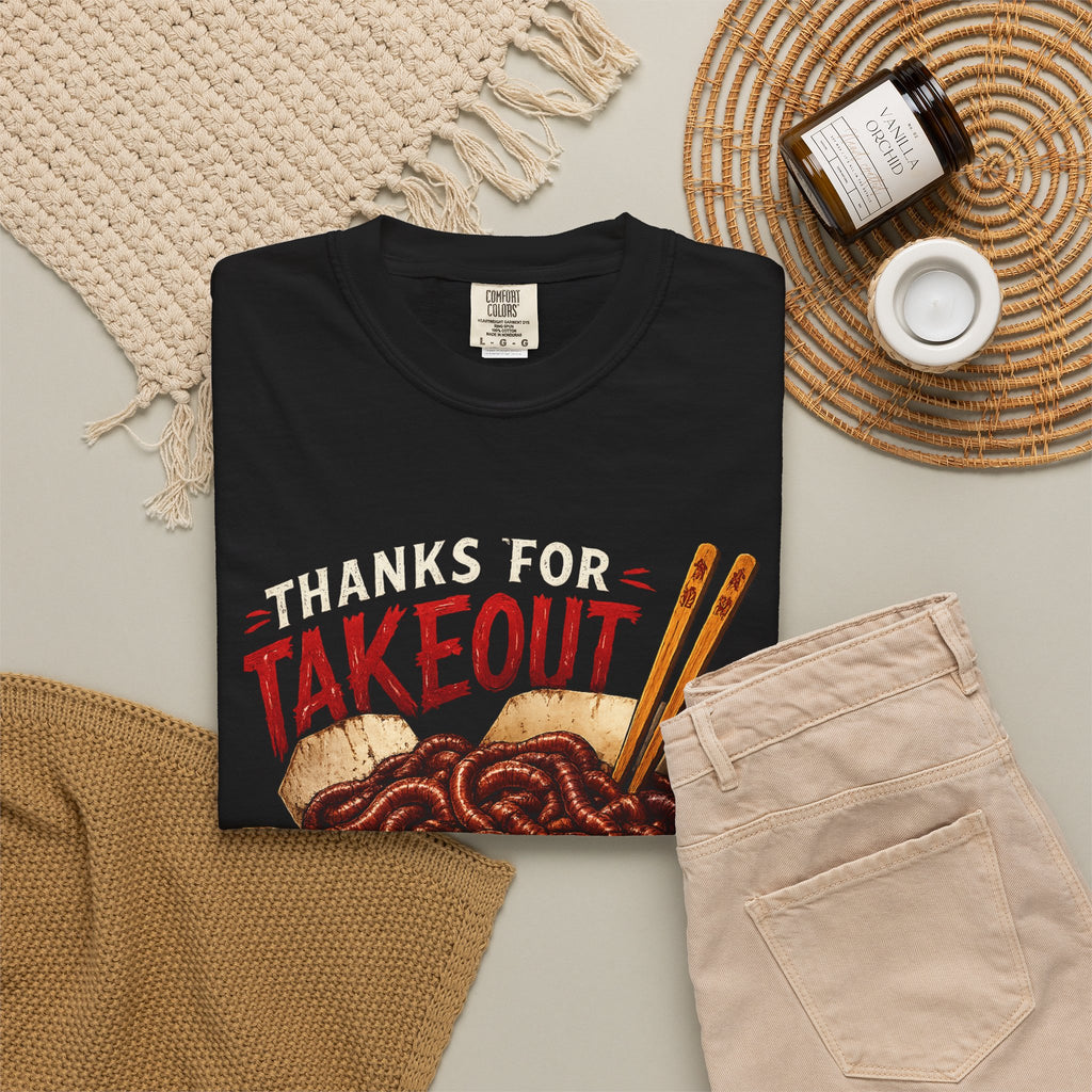 Funny Worm Takeout Shirt Extra Protein Tee Weird Graphic T Shirt Dark Humor Streetwear Vintage Style Unisex Tee Food Joke Shirt