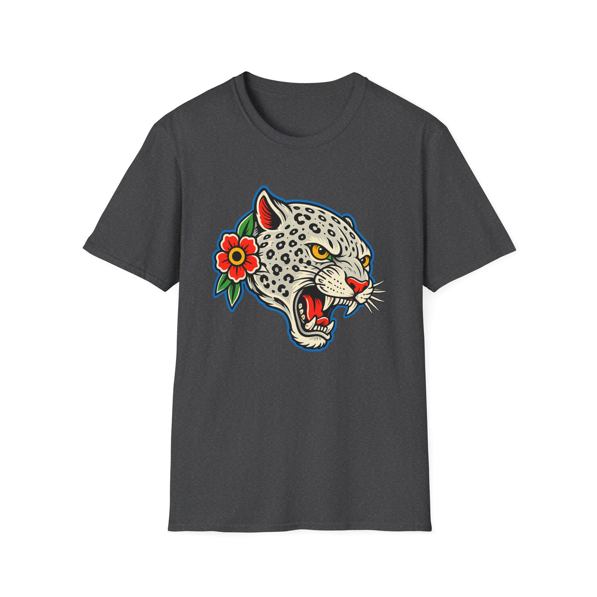 Snow Leopard Edition Shirt Tattoo Inspired Graphic Tee Leopard Streetwear Shirt Alternative Fashion Biker Tee Unisex Wild Cat Shirt