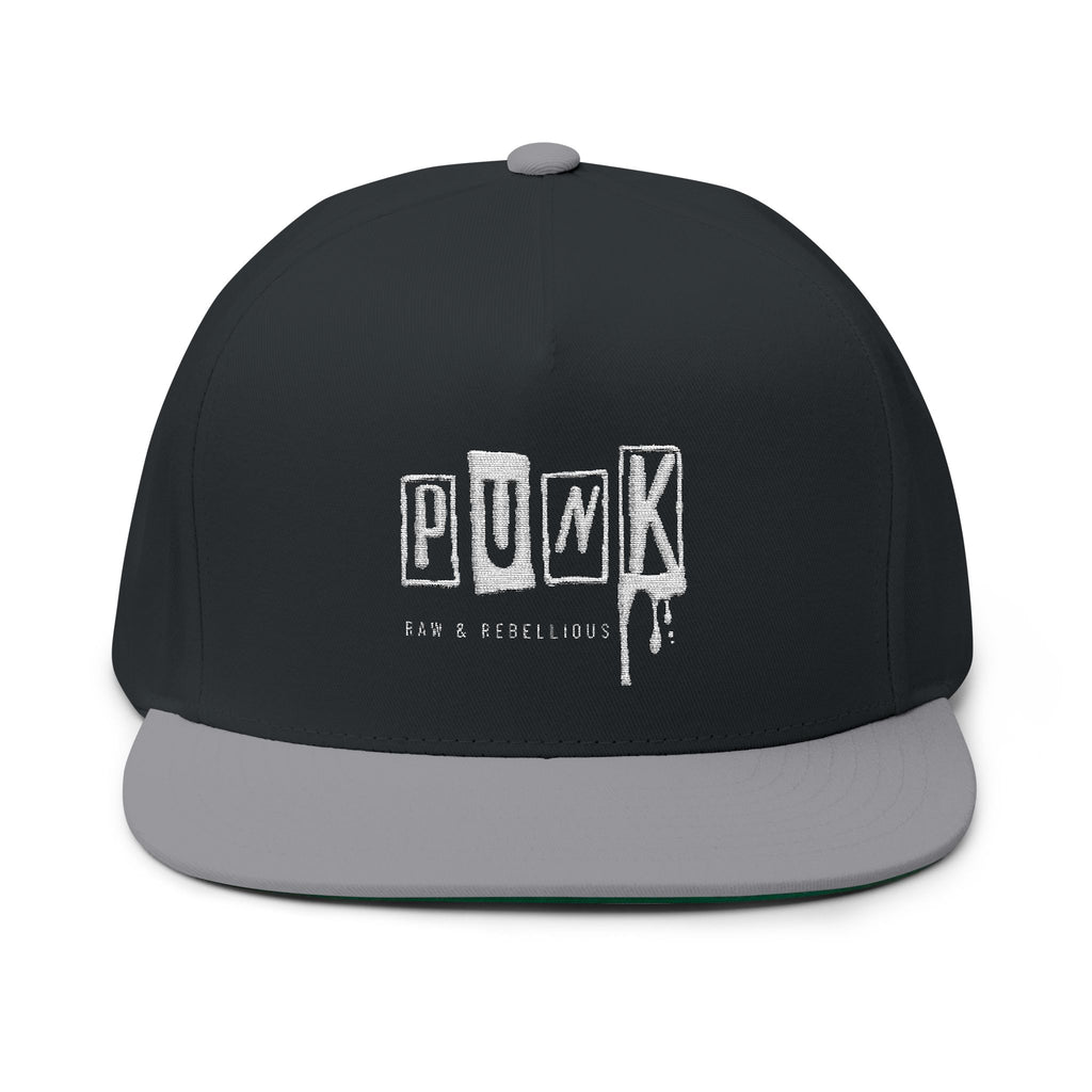 Punk Snapback Hat Embroidered Flat Bill Cap Streetwear Hat Rock Music Hat Skater Cap Distressed Punk Hat Unisex Snapback