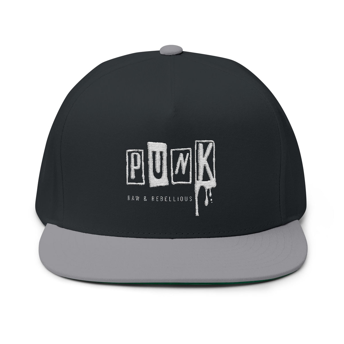 Punk Snapback Hat Embroidered Flat Bill Cap Streetwear Hat Rock Music Hat Skater Cap Distressed Punk Hat Unisex Snapback