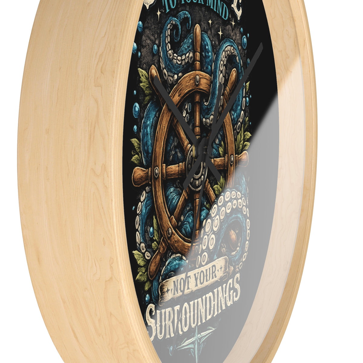 Nautical Octopus Wall Clock Coastal Gothic Decor Ocean Inspired Clock Stay True To Your Mind Alternative Wall Art