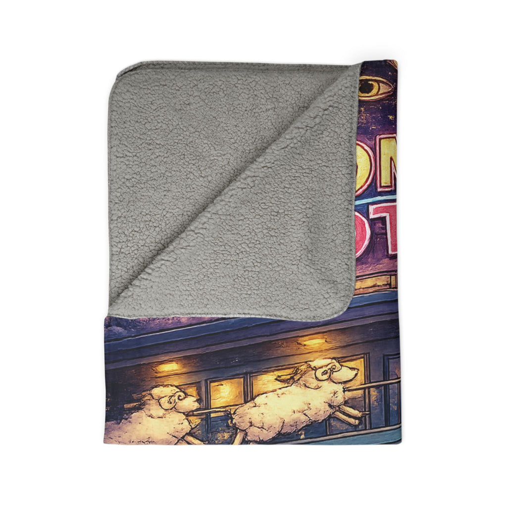 Insomnia Motel sheep pattern Fleece Sherpa Blanket | can't sleep can't stop thinking