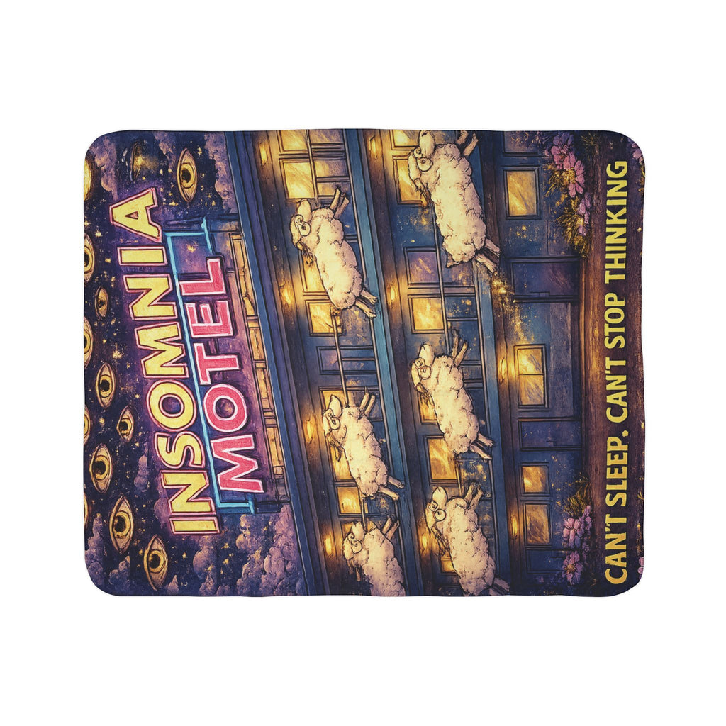 Insomnia Motel sheep pattern Fleece Sherpa Blanket | can't sleep can't stop thinking