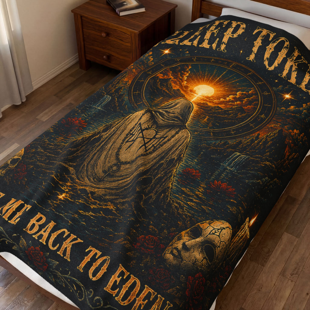 Sleep Token Inspired “Take Me Back to Eden” Plush Blanket | Ultra Soft Gothic Throw Blanket | Cozy Fan Gift