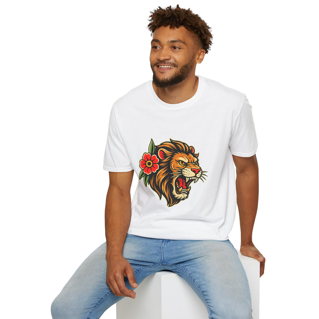 Lion Graphic T Shirt Tattoo Inspired Lion Tee Streetwear Shirt Lion Head Graphic Tee Alternative Fashion Unisex Biker Shirt