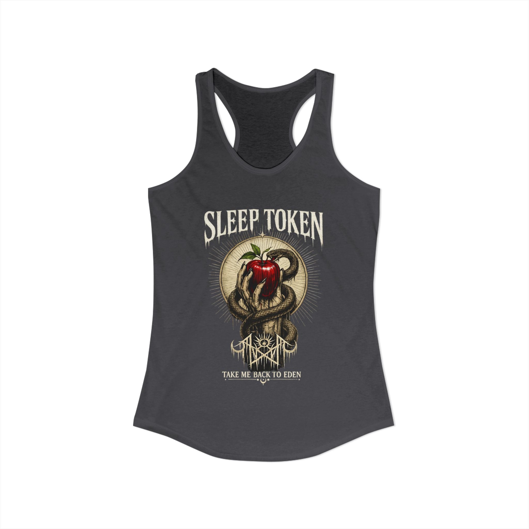 Sleep Token Inspired Womens Racerback Tank Gothic Snake Apple Graphic Shirt Alternative Concert Outfit Take Me Back To Eden Top