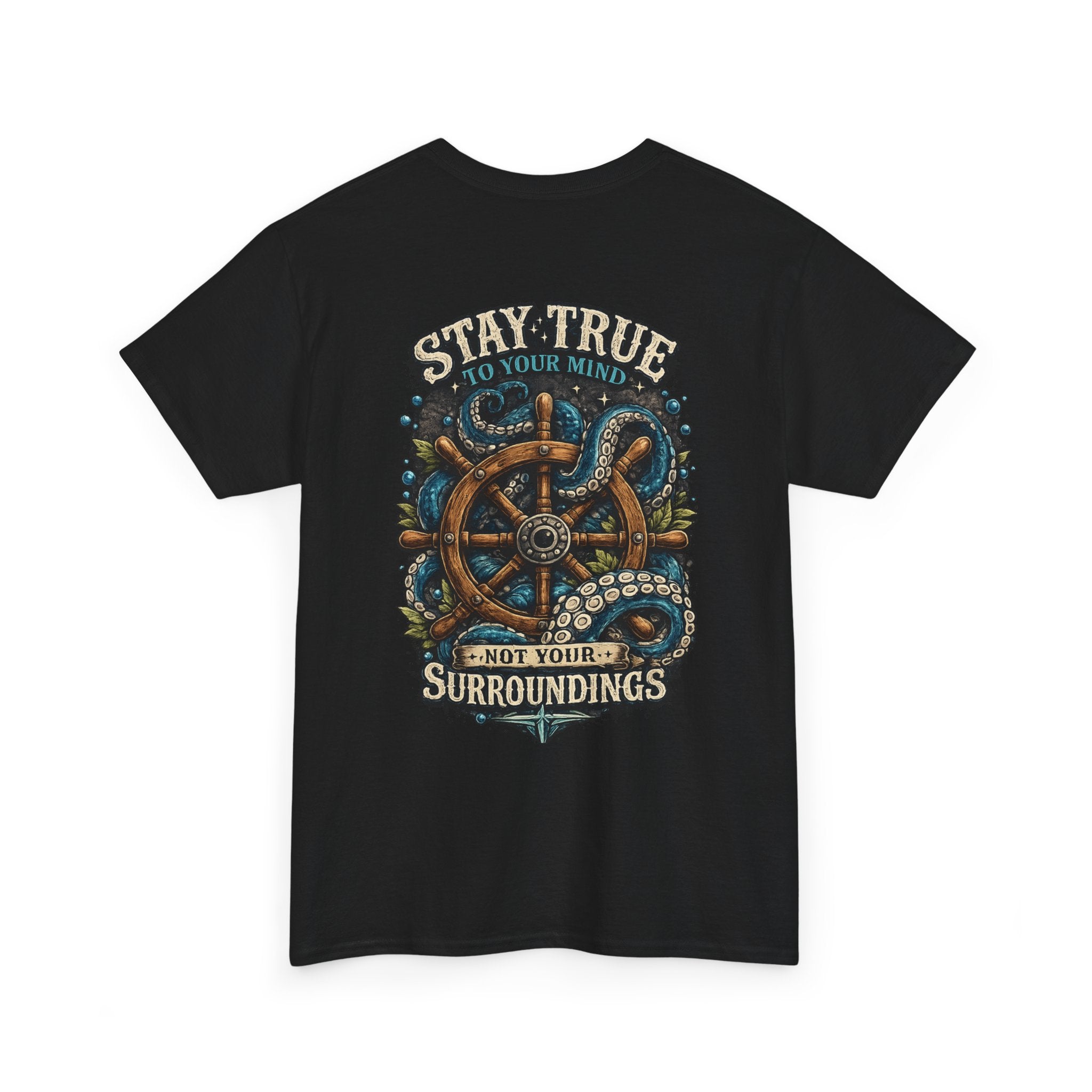 Stay True To Your Mind Nautical Compass Octopus Graphic T Shirt