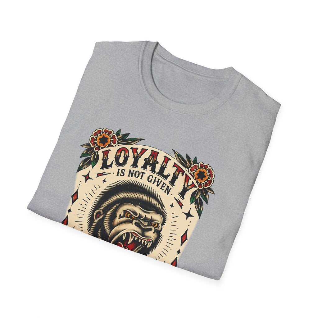 Loyalty Is Earned Gorilla Graphic T Shirt Vintage Tattoo Style Biker Streetwear Tee