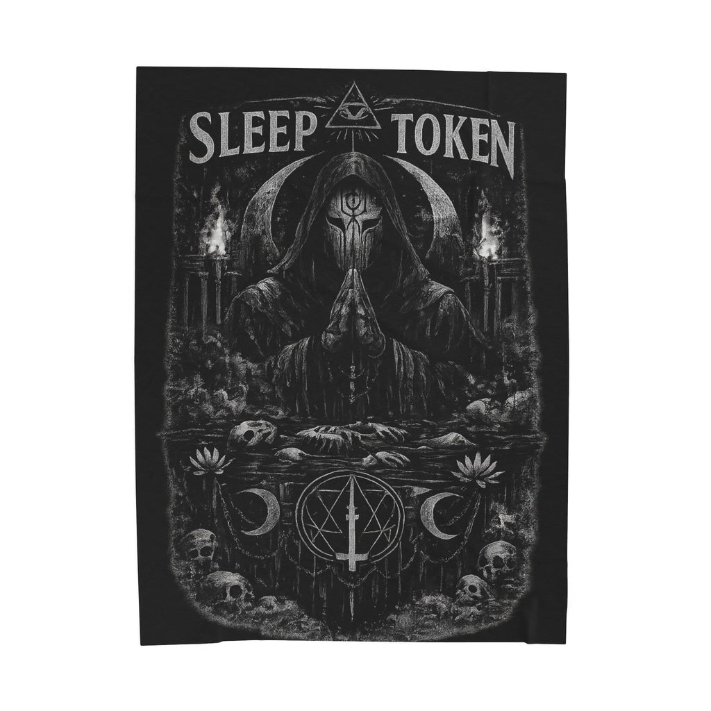 Sleep Token priest artwork Velveteen Blanket | dark gothic skulls crescent moons