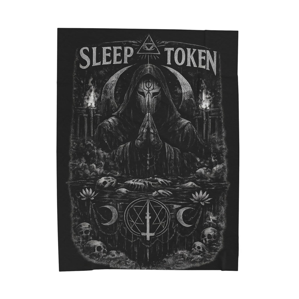 Sleep Token priest artwork Velveteen Blanket | dark gothic skulls crescent moons
