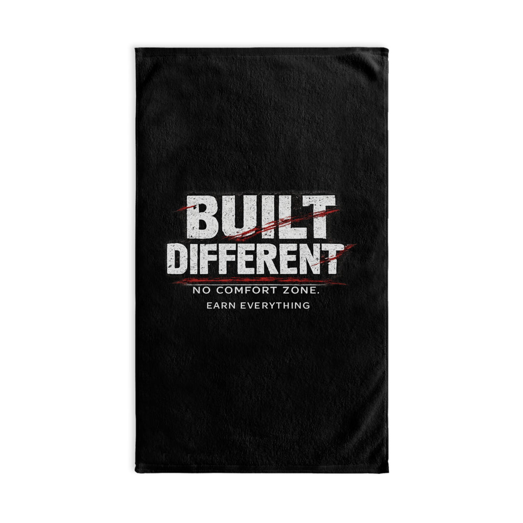Built Different graphic Hand Towel | Motivational No Comfort Zone design