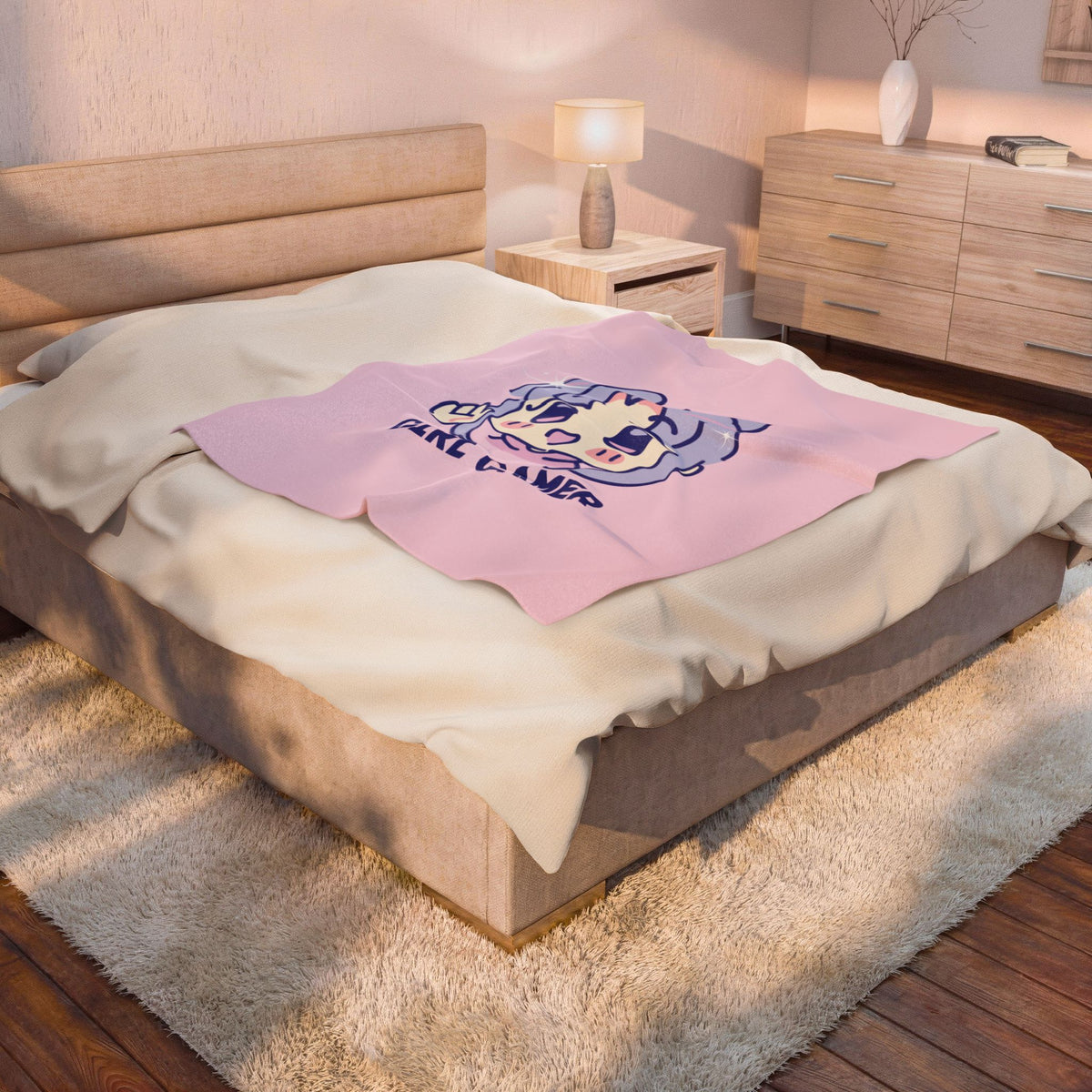 Girl Gamer Plush Blanket | Cute Kawaii Gaming Throw Blanket