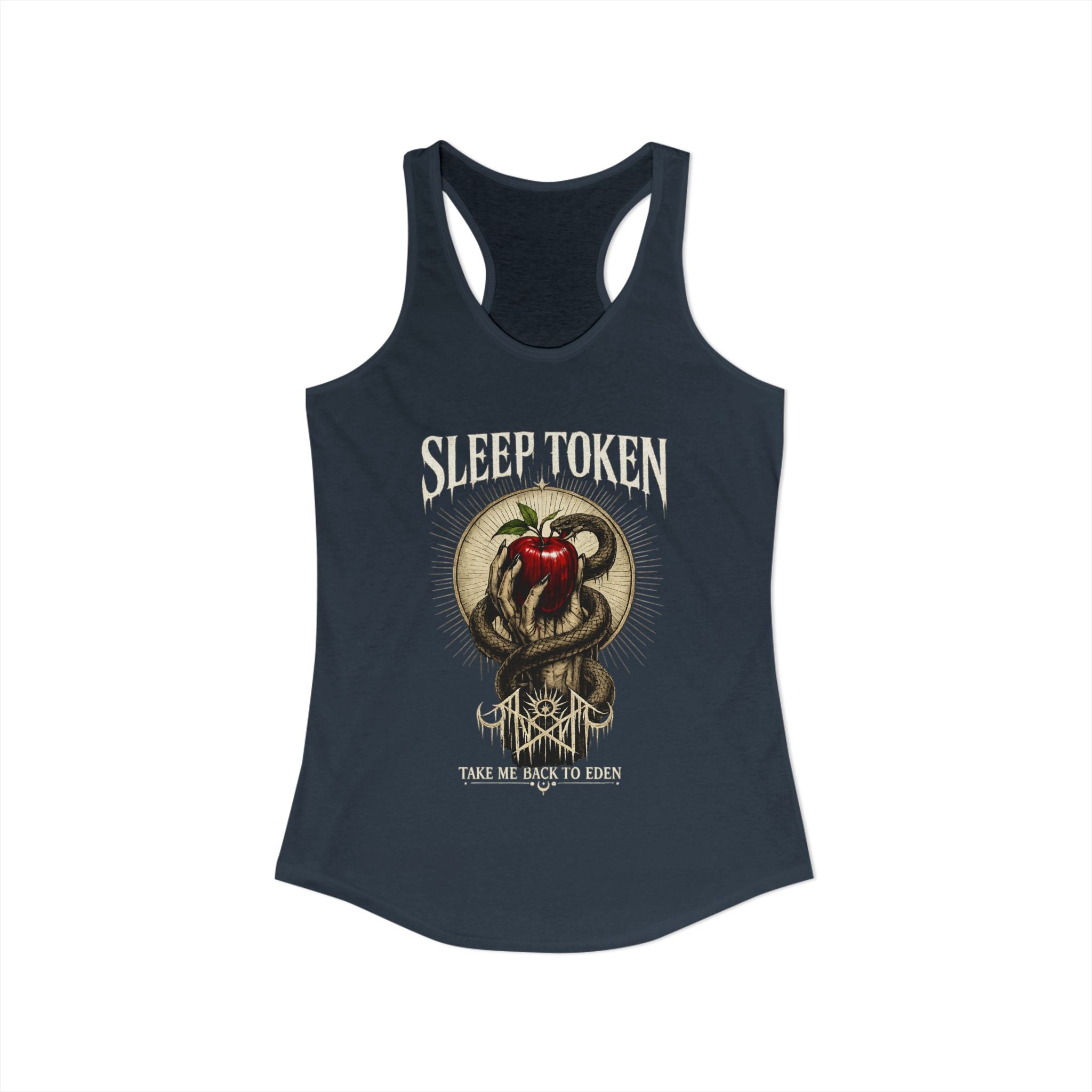 Sleep Token Inspired Womens Racerback Tank Gothic Snake Apple Graphic Shirt Alternative Concert Outfit Take Me Back To Eden Top