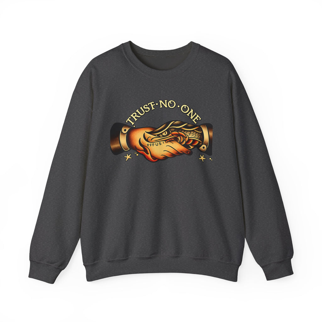 Trust No One Sweatshirt Vintage Tattoo Style Crewneck Retro Graphic Sweatshirt Alternative Streetwear Unisex Pullover Gift For Him Her