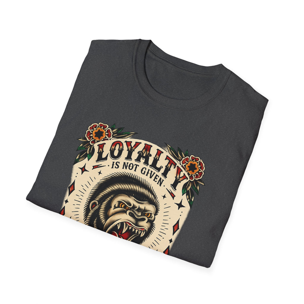Loyalty Is Earned Gorilla Graphic T Shirt Vintage Tattoo Style Biker Streetwear Tee