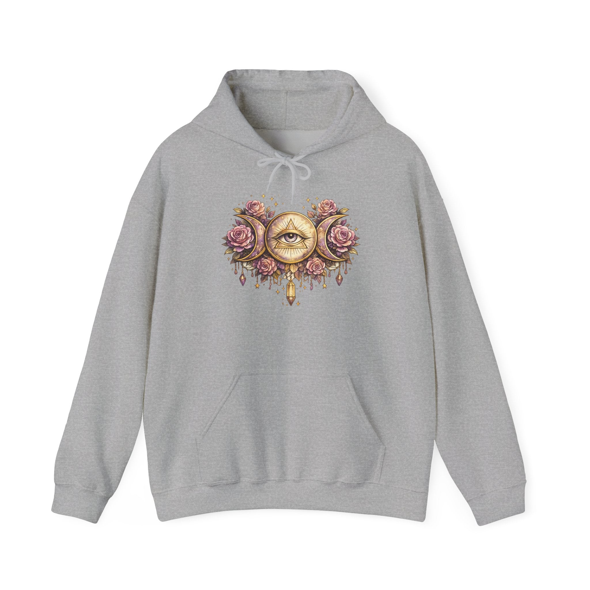 Mystical Third Eye Hoodie Celestial Moon Phase Sweatshirt Spiritual Aesthetic Hoodie Witchy Floral Pullover Boho Hoodie Cozy Sweatshirt