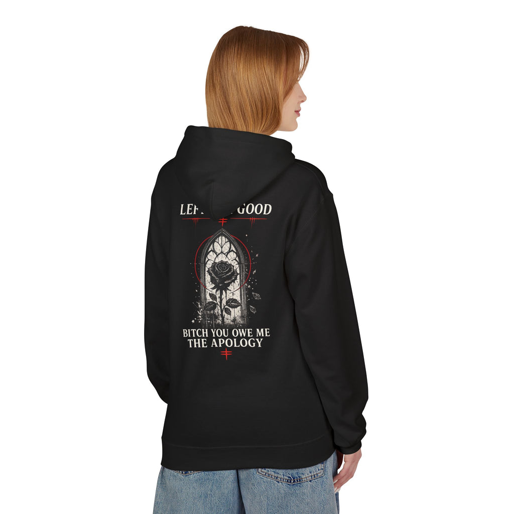 Gothic Rose Window Hoodie | Dark Floral Arch Illustration