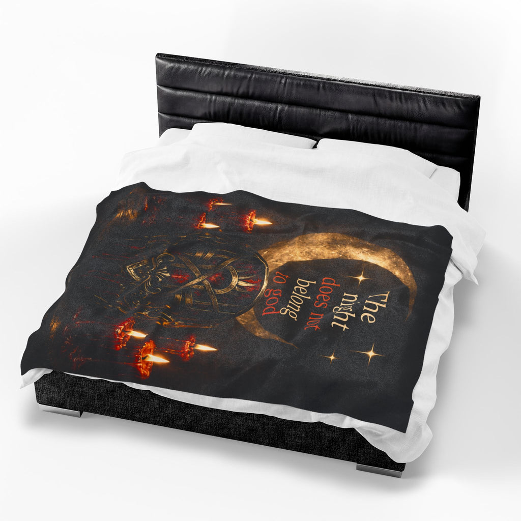 The Night Belongs to You Sleep Token inspired Velveteen Blanket | Crescent Moon, Gothic Mask, Candles