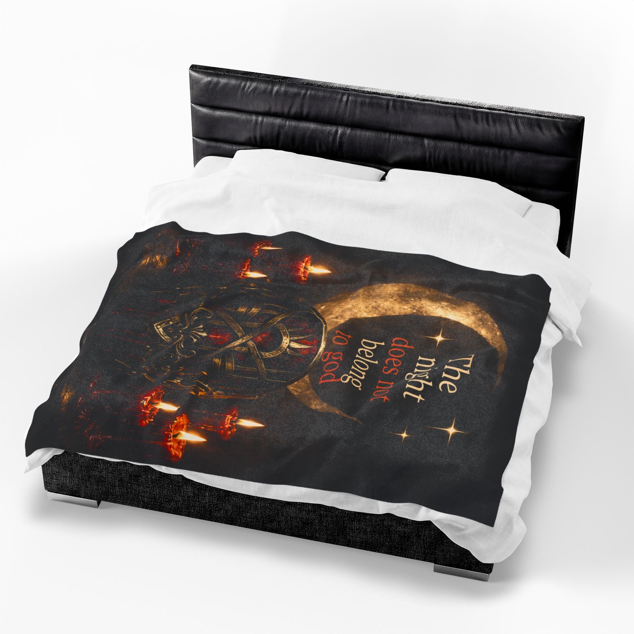 The Night Belongs to You Sleep Token inspired Velveteen Blanket | Crescent Moon, Gothic Mask, Candles