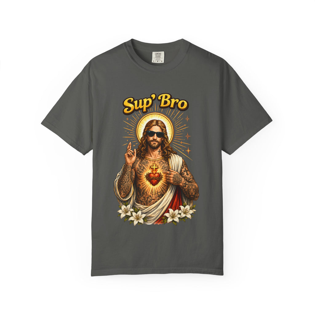 Sup Bro Tattoo Jesus Graphic Tee Funny Faith Tee Edgy Christian Graphic T Shirt Unisex Oversized Aesthetic Tee Viral TikTok Style