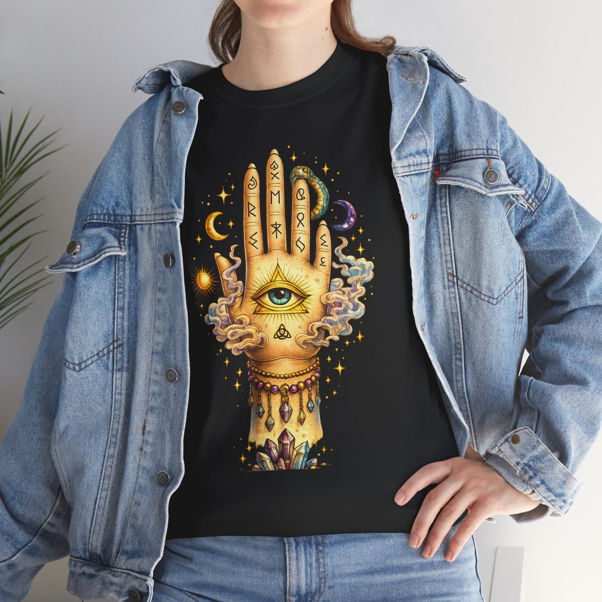 Mystical Hand Graphic Tee Boho Spiritual Shirt Celestial Eye T Shirt Witchy Aesthetic Unisex Graphic Tee Trendy Festival Clothing