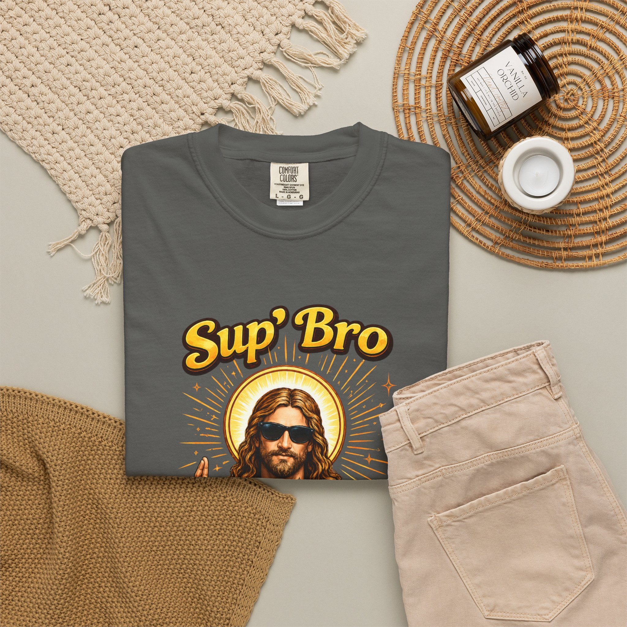 Sup Bro Tattoo Jesus Graphic Tee Funny Faith Tee Edgy Christian Graphic T Shirt Unisex Oversized Aesthetic Tee Viral TikTok Style