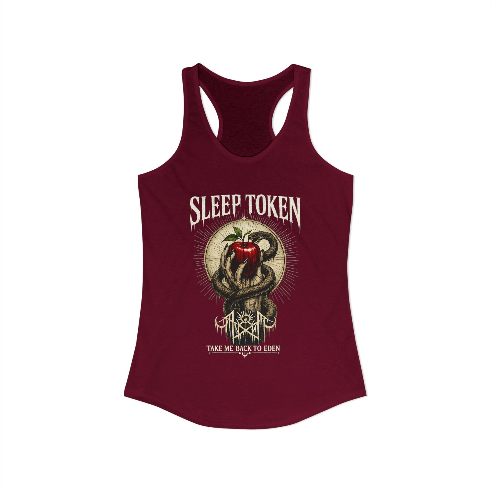 Sleep Token Inspired Womens Racerback Tank Gothic Snake Apple Graphic Shirt Alternative Concert Outfit Take Me Back To Eden Top