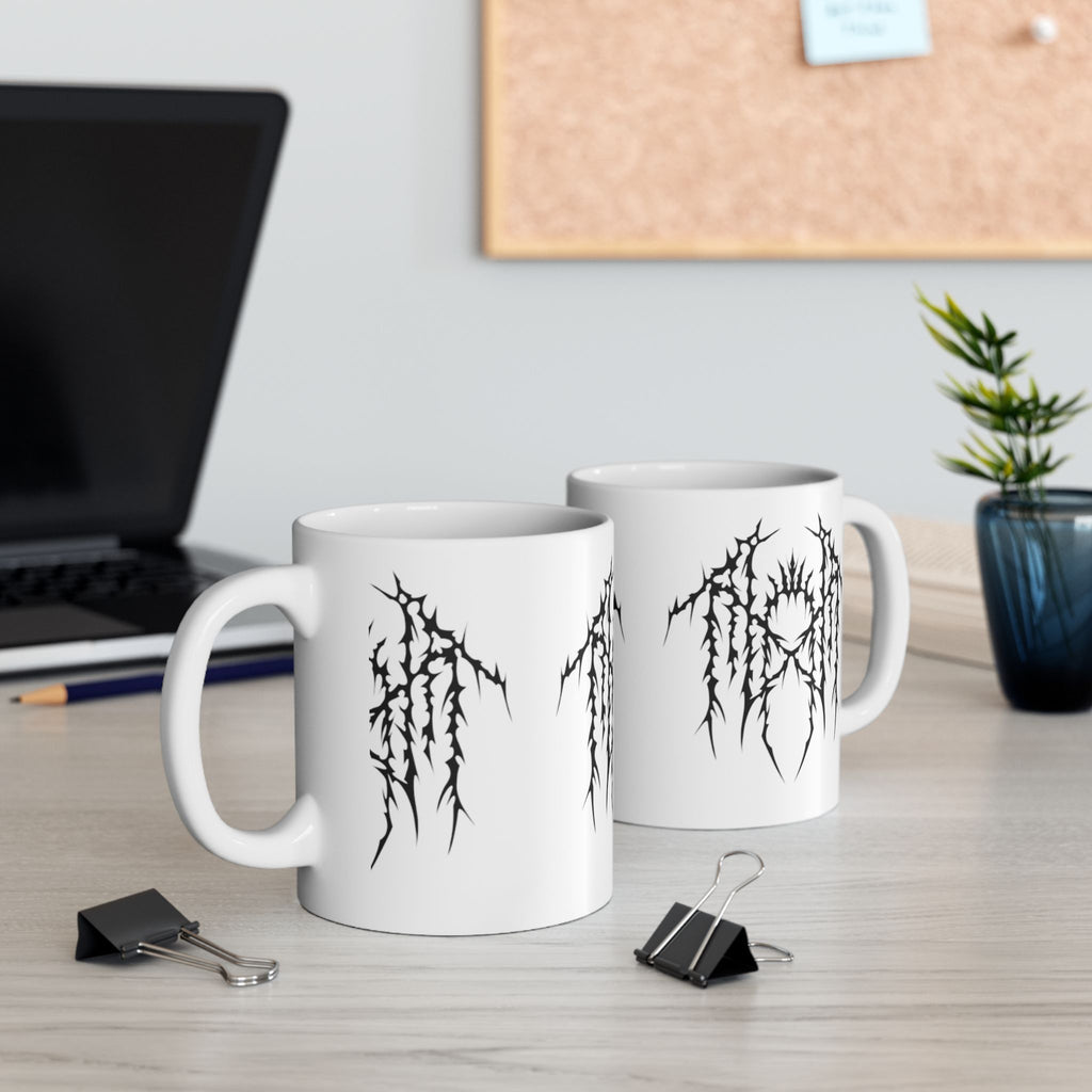 Band logo white goth aesthetic Ceramic Mug, (11oz, 15oz)